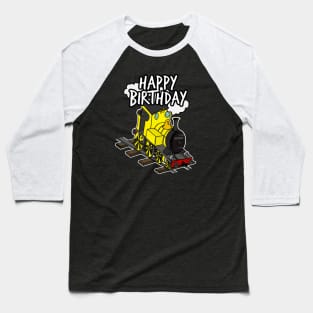 Birthday Train Steam Locomotive Railway Model Railroad (Yellow) Baseball T-Shirt